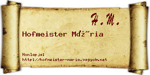 Hofmeister Mária névjegykártya
