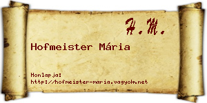 Hofmeister Mária névjegykártya